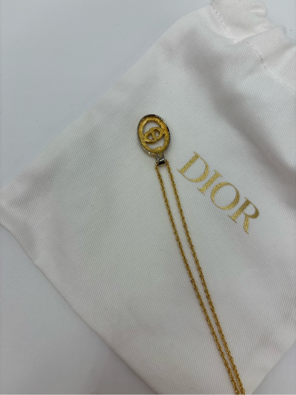 Christian Dior Gold-Tone Pendant Necklace with Chain - Picture 7 of 7